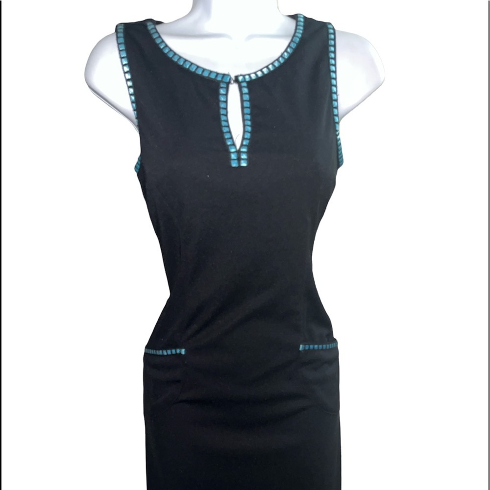 Chris McLaughlin Black & Blue Size 4 Dress - Picture 5 of 14